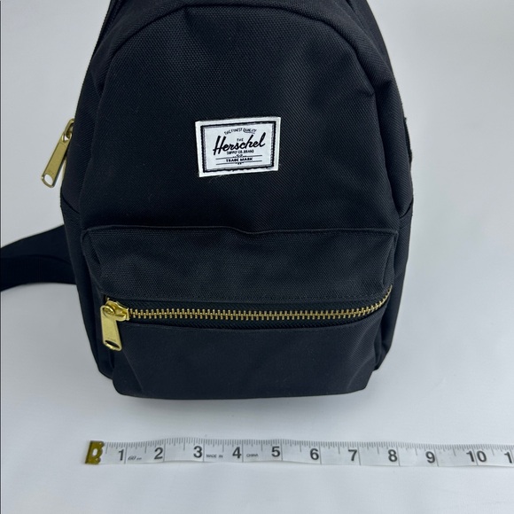 Herschel Supply Co. Black Backpack, Gold Zippers. NWOT. Red Stripe Interior. -C- - Picture 7 of 13